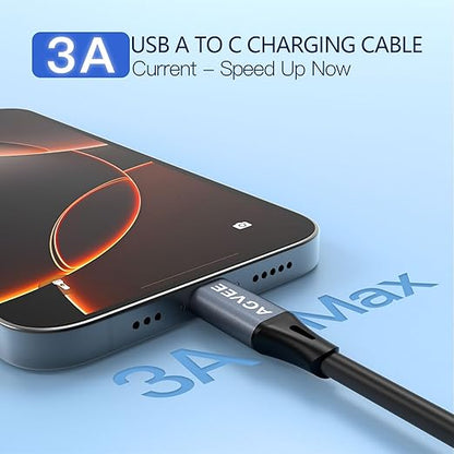 AGVEE 2 Pack 3ft Coiled Short USB to USB-C Charging Cable [USB-IF Certified] 3A Fast Charger Cord in Car for iPhone 16/15 CarPlay, Galaxy S25 S24 S23 S22 S21 S10 S9 S8, Google Pixel, Dark Gray