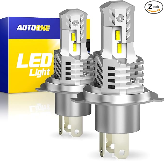 AUTOONE 9003/H4/HB2 Bulbs LED Super Bright, 6000K White H4 Fog Lights Halogen Raplacement, Canbus Ready Direct Fit, Pack of 2