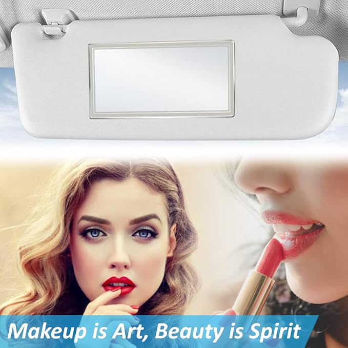 Randconcept - Large Car Sun Visor Adhesive Vanity Mirror, Car Interrior Cosmetic Makeup Mirror, Seatback Stainless Steel Portable Accessories for Automotive Truck SUV Vehicle