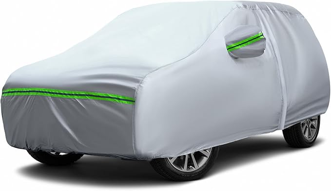 AUQDD 6-Layers Premium SUV Car Cover Waterproof All Weather Weatherproof UV Sun Protection Snow Dust Storm Resistant Outdoor Exterior Custom Form-Fit Full Padded Car Cover with Straps 214-232 K11…