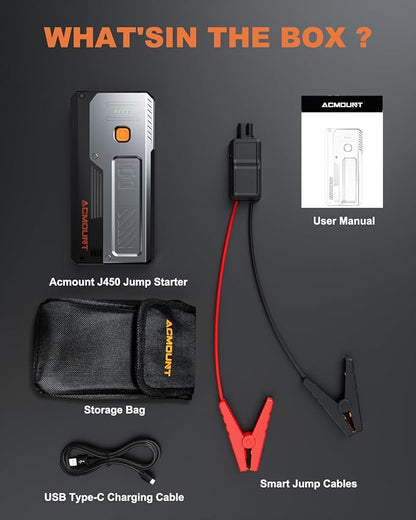 Car Jump Starter 4000A,Portable Car Battery Jump Starter for Up to 8L Gas & 6.5L Diesel Engines, 12V Jump Starter Power Pack with 3 Modes LED Light, USB Quick Charge