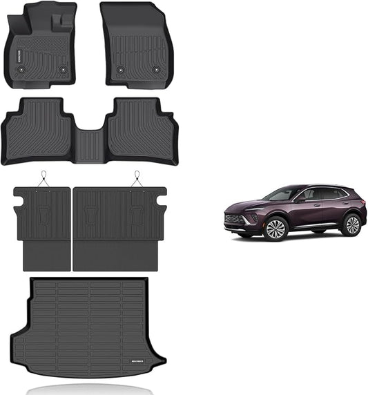 KELCSEECS® Floor Mats & Cargo Liner with Seatback Mats Custom for 2021-2026 Buick Envision,All Weather Protection TPE Floor Liners Full Set Envision Accessories Black