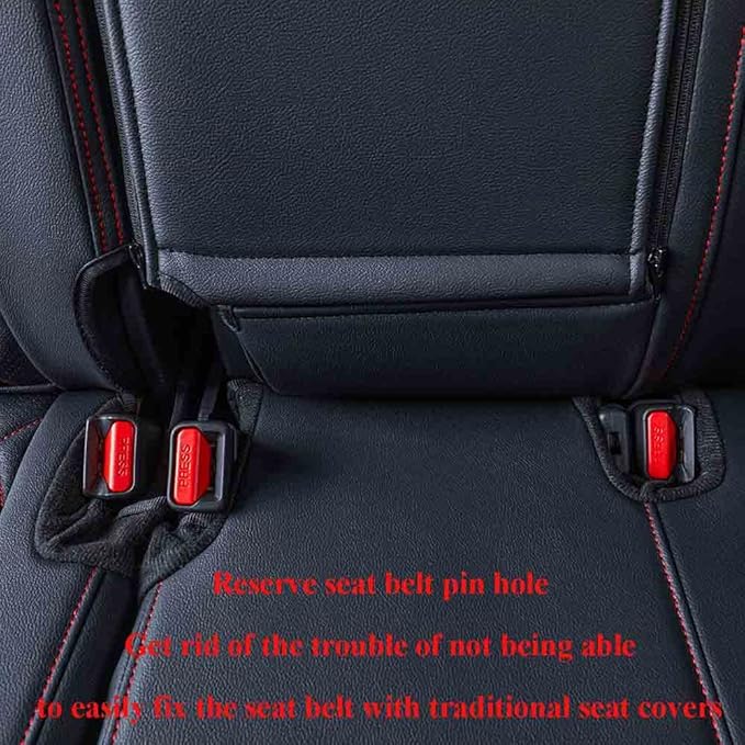 EKR Sportage Seat Covers Custom Fit for KIA Sportage Hybrid EX/SX Prestige & Plug-in Hybrid X-Line/X-Line Prestige 2023-2026 Leather Car Seat Cover Full Set-Faux Leather (Black with Red Piping)