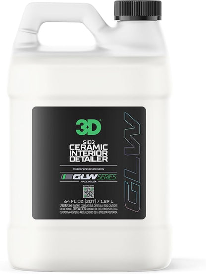 3D SiO2 Interior Detailer, GLW Series | Ultimate Deep Cleaning | Ultra Ceramic Protectant |Safe on Leather, Vinyl, Plastic & More | Removes Dust, Dirt, Grease | DIY Car Detailing | 64 oz