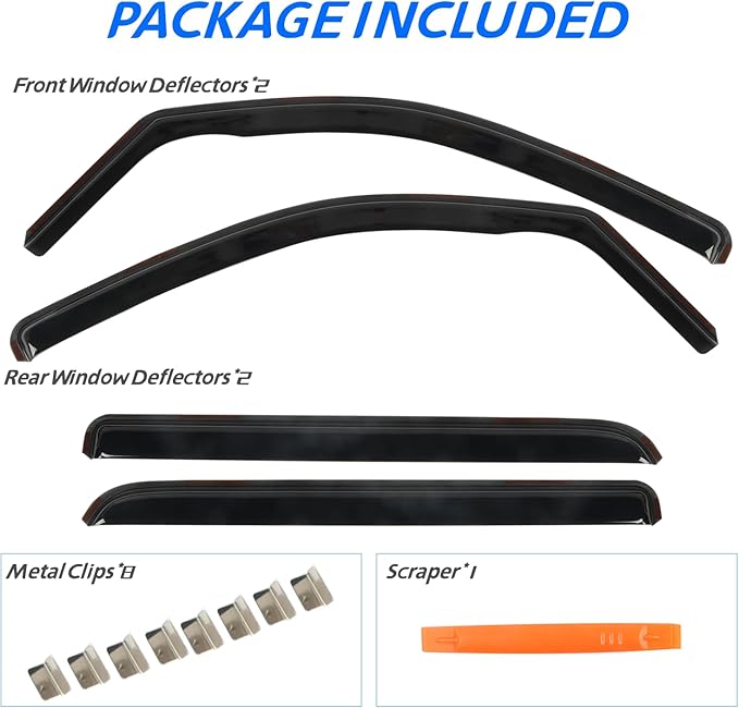 in-Channel Rain Guards for Trucks 2015-2020 Ford F150 SuperCrew, 17-23 Ford F250 F350 F450 F550 Crew Cab, Side Window Wind Deflectors, Vent Window Visors Shade Shield, 4pcs