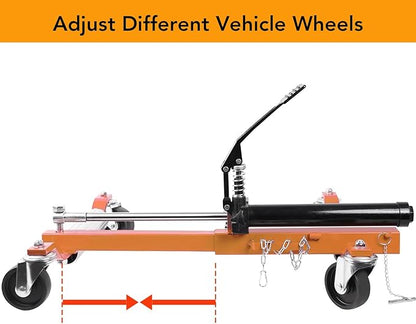 2Pcs Car Wheel Dolly, 1500LBS Capacity Trailer Dolly with Hydraulic Tire Jack for Vehicle Positioning for Truck Rv Trailer, Orange