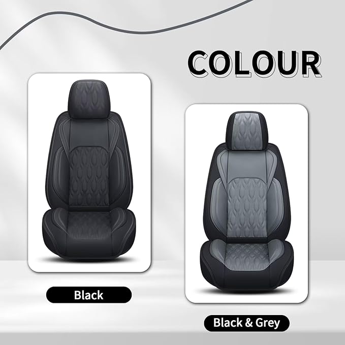 Leather Seat Covers for Car Fit for Toyota Camry 2012-2025 Full Set Car Seat Covers Waterproof Non-Slip Automotive Seat Cushion Protectors (5 Seats,Black&Grey)
