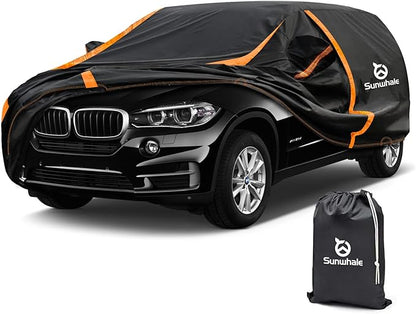 Car Cover Waterproof All Weather for SUV Automobiles UV Protection Snowproof Rain Sun with Door Zipper Full Exterior Outdoor Full Car Cover Universal Fit Up to 177"