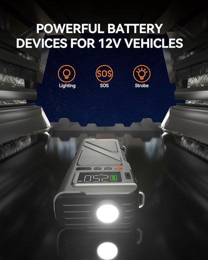 2025 Car Jump Starter with Air Compressor, Portable 6000A 150PSI Car Battery Jump Pack with Digital Tire Inflator for 10L Gas/9L Diesel,12V Power Jump Box