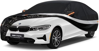 10 Layers Car Cover Custom Fit for BMW 3 Series 320i 328i 330i 335i M340i (2013-2025), Waterproof All Weather for Automobiles, Outdoor Full Cover Sun Dust Rain Protection with Cotton. Black