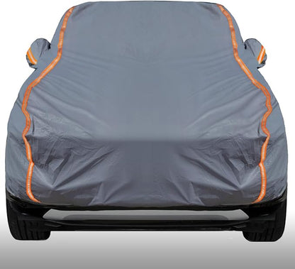 KEYOOG Universal Waterproof Heavy Weight Full Car Covers, Fit SUVs, All Weather, Outdoor Full Cover Weatherproof UV Sun Protection Snow Dust Storm Resistant with PEVA Cotton, Fit Length 198"-208"