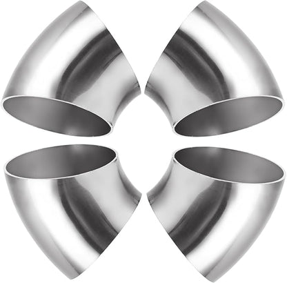 Acrux7 4 Pack 2.5 Inch 45 Degree Exhaust Elbow Pipe, 304 Stainless Steel Mandrel Bend Elbow Thickness 1.5 mm for Car Modified Exhaust, Stair Handrail, Exhaust System