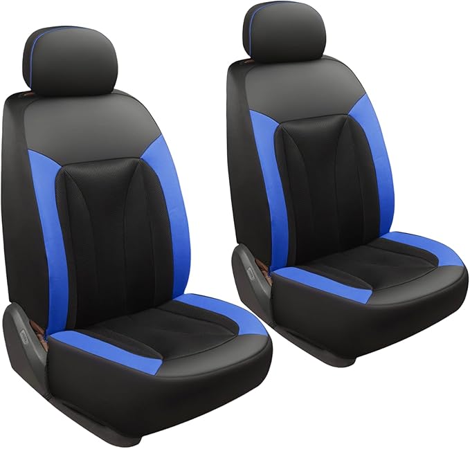 GIANT PANDA Fit Chevy Equinox Trax Malibu Blazer Trailblazer Traverse Tahoe Front Car Seat Cover, 3D Air Mesh Breathable Seat Protector, Blue（2-Pack