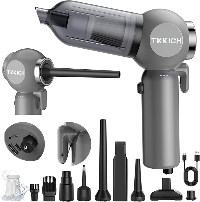 Car Vacuum Portable Cordless,3 Suction Modes,Portable Mini Cordless Cleaner with 18000pa Suction Power,Type-C Charge,7 in 1 mini Handheld Vacuum for Home,Car, Office Desk, Keyboards