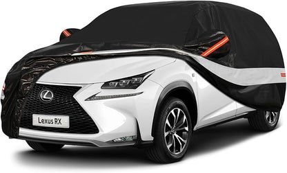 10 Layers SUV Car Cover Custom Fit for Lexus RX350 RX450 RX500(2015-2024) Waterproof All Weather for Automobiles, Outdoor Full Cover Sun UV Rain Protection with Cotton.Black