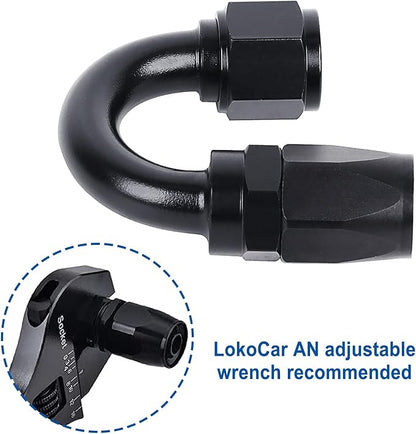 LokoCar 10AN Hose End Fitting 180 Degree Swivel For CPE Braided Hose Black 2Pcs