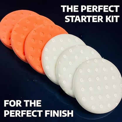 Smart Foam Pads Dual Action 5.5 inch Cut and Polish Combo (3-White, 3-Orange, 5.5 inch) | Perform 2-Step Compounding/Polishing Automotive Paint Correction Detail with Ease!