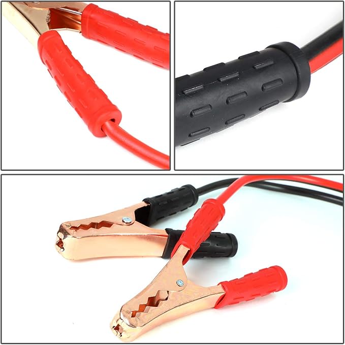 Auto Dynasty Heavy Duty 12Ft 10Gauge Booster Cables Power Jumper 200AMP Emergency Battery Start Car/Motorcycle
