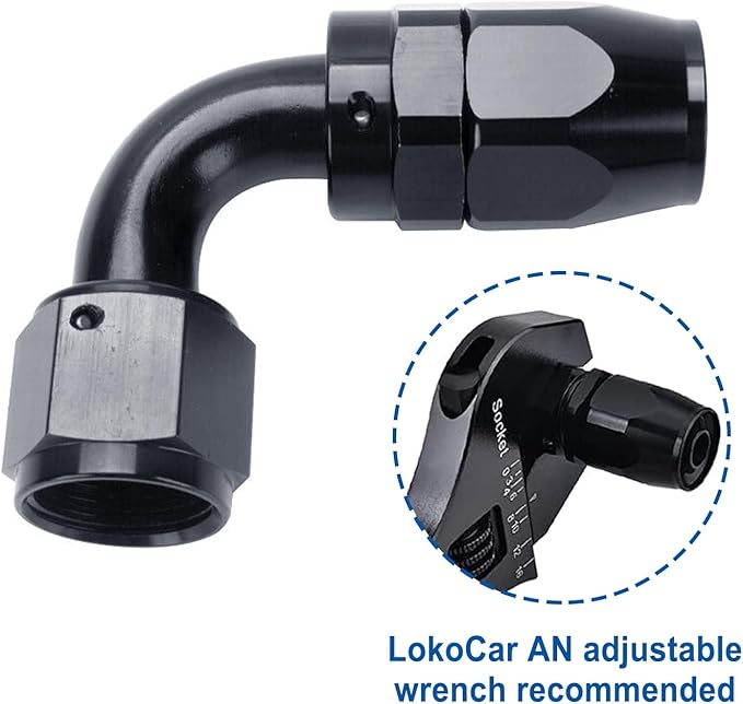 LokoCar 10AN Hose End Fitting 90 Degree Swivel For CPE Braided Hose Black 2Pcs