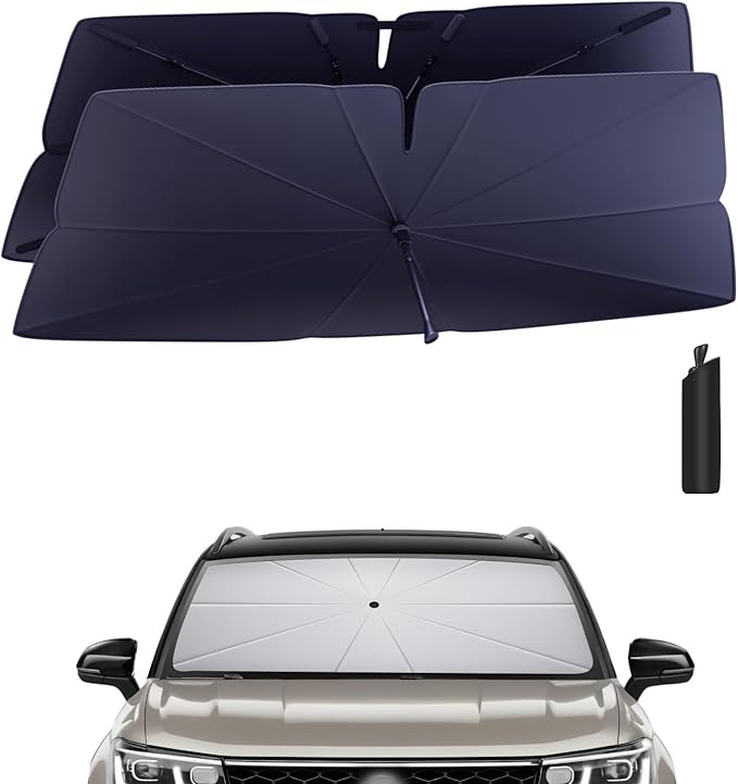 Windshield Sun Shade Umbrella for 2022-2025 Volkswagen VW Taos Accessories: Custom Fit 240T Silver, Double Thickened Foldable Sunshade Window Sun Visor, Ultimate 99% UV Blocking for S/SE/SEL/Trendline