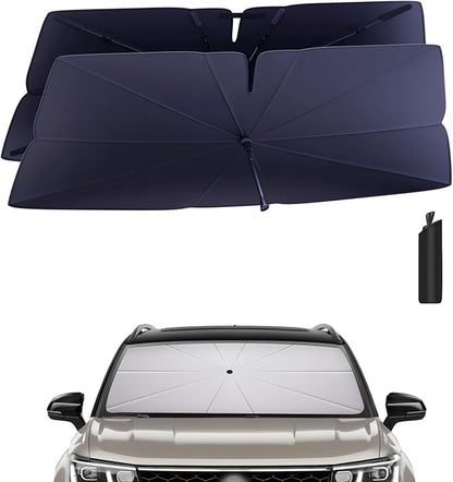 Windshield Sun Shade Umbrella for 2022-2025 Volkswagen VW Taos Accessories: Custom Fit 240T Silver, Double Thickened Foldable Sunshade Window Sun Visor, Ultimate 99% UV Blocking for S/SE/SEL/Trendline