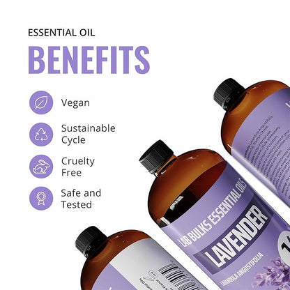 (2-Pack) Lavender Essential Oil for Diffusers, Candles, Hair, Spray, Home – 16 oz Bulk