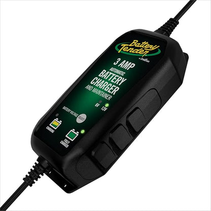 Battery Tender 3 AMP Battery Charger and Maintainer - Automotive Switchable 12V or 6V Smart Automatic for Cars SUVs and Trucks - Lead Acid, AGM, Gel, & Lithium Battery Charger - 022-0202-COS