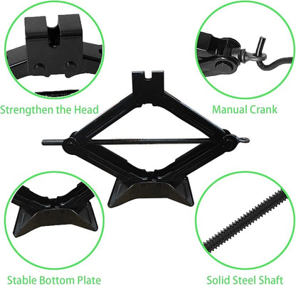 Scissor Car Jack, Scissor Jack with a Maximum Capacity of 2.0 Tons, Heavy Lifting Jack, Used for/SUV/MPV tire Repair and Replacement Tools, with Crank Handle (Hand Crank-2.0 tons)