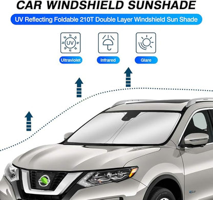 KUST Windshield Sun Shade for 2014-2020 Nissan Rogue (NOT for Rogue Sport & 2021 Rogue 3rd Gen. T33) Sunshade Foldable Window Sun Visor Protector Blocks UV Rays Keep Your Car Cooler
