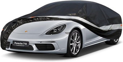 10 Layers Car Cover Custom Fit for Porsche 718, Boxster, Cayman(1996-2025), Waterproof All Weather for Automobiles, Outdoor Full Cover Sun Dust Rain Protection with Cotton. Black