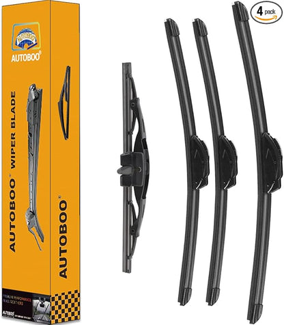 AUTOBOO 16"+14"+14" Windshield Wipers with 10" Rear Wiper Blade Replacement for Toyota FJ Cruiser 2014 2013 2012 2011 2010 2009 2008 2007-Original Factory Quality (Pack of 4)