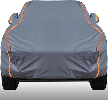 KEYOOG Universal Waterproof Heavy Weight Full Car Covers, Fit Pickup, All Weather, Outdoor Full Cover Weatherproof UV Sun Protection Snow Dust Storm Resistant with PEVA Cotton, Fit Length 230"-260"