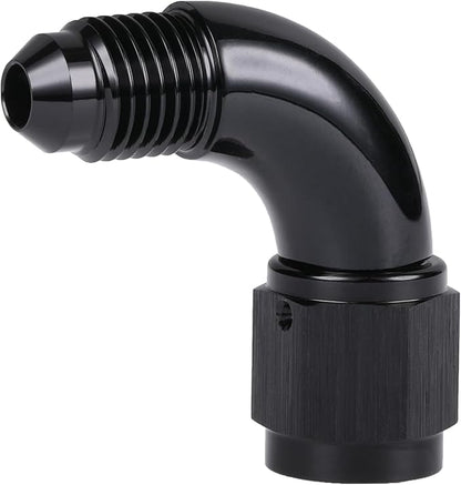 90 Degree 4AN Male to 4AN Female Swivel Full Flow Fitting Adapter Coupler Aluminum Black