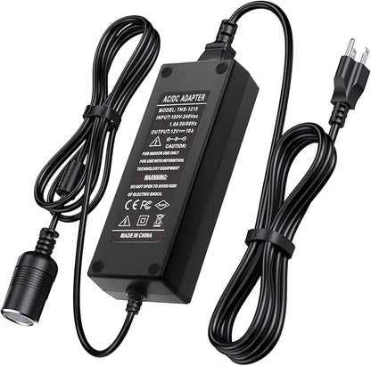 110V-240V to 12V 120W/10A Car Cigarette Lighter Socket AC/DC Power Supply Adapter for Car Inflator Refrigerator Vacuum Cleaner Stand-up Paddleboard (SUP) Pump