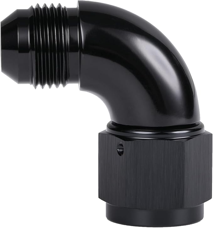 90 Degree 8AN Male to 8AN Female Swivel Full Flow Fitting Adapter Coupler Aluminum Black