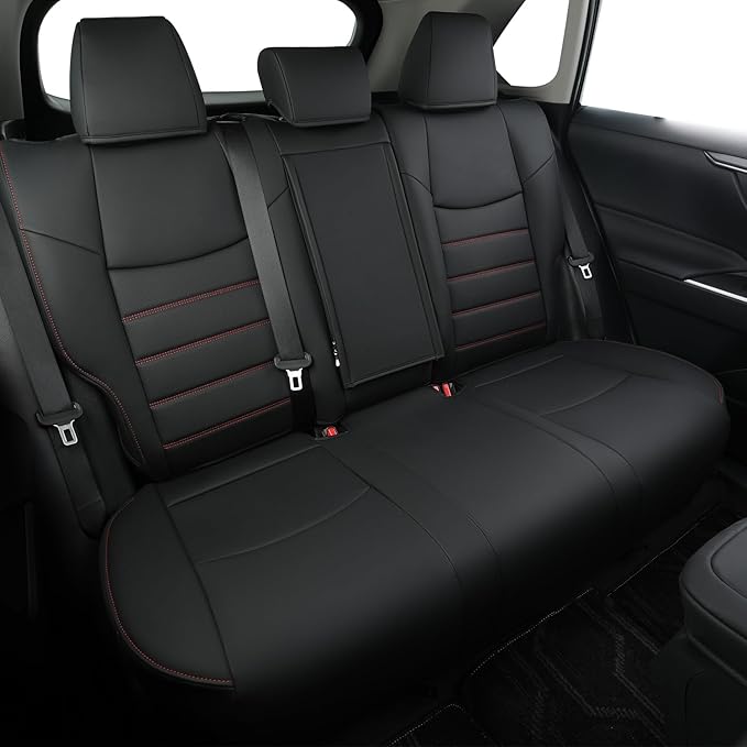 RISINGSTAR Rav4 Hybrid Seat Covers, fit 2019-2025 Toyota Rav4 Hybrid LE,XLE,Woodland Edition,XLE Premium,Limited, Not for XSE/SE/Plug-in(Black&Red)