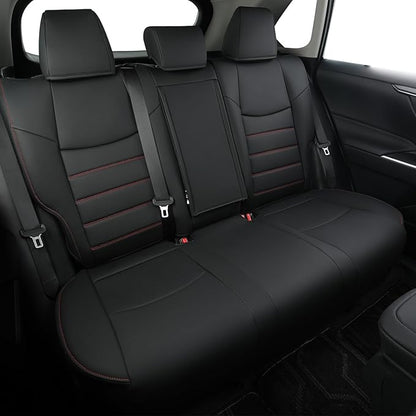 RISINGSTAR Rav4 Hybrid Seat Covers, fit 2019-2025 Toyota Rav4 Hybrid LE,XLE,Woodland Edition,XLE Premium,Limited, Not for XSE/SE/Plug-in(Black&Red)