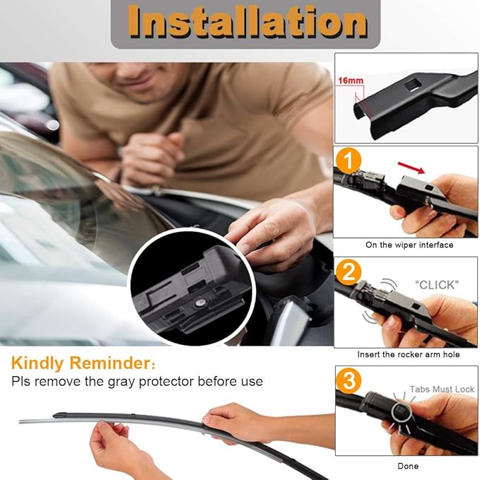 AUTOBOO 25"+22" Windshield Wipers with 15" Rear Wiper Blade Replacement for Volkswagen VW Tiguan 2018 2019 2020 2021 2022 2023 2024 -Original Factory Quality (Pack of 3)