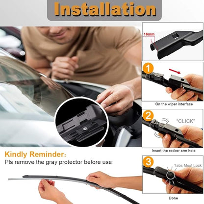AUTOBOO 25"+22" Windshield Wipers with 15" Rear Wiper Blade Replacement for Volkswagen VW Tiguan 2018 2019 2020 2021 2022 2023 2024 -Original Factory Quality (Pack of 3)