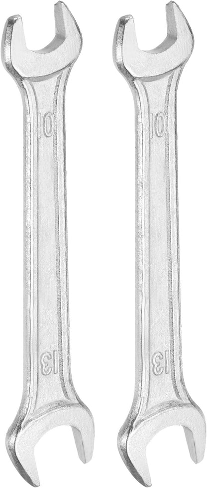 HARFINGTON 2pcs Double Open End Wrench 10mm x 12mm Metric 15 Degree Offset Angle Small Flat Head Wrench Galvanizing Open Ended Spanner for Automotive Repair Furniture Assembly
