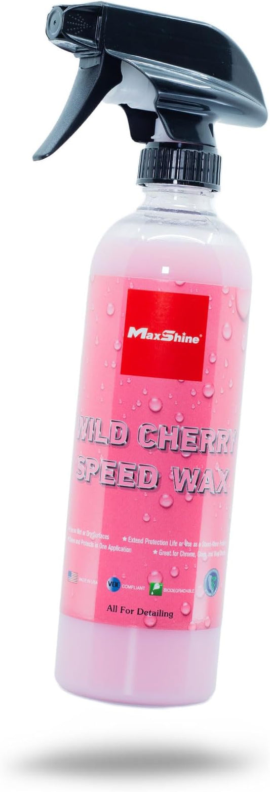 Maxshine Speed Wax, 16oz Spray, Wild Cherry, Carnauba Formula | Quick Polish, Deep Gloss, Stain Resistant | Fast Detailing Spray for Cars, Trucks, Motorcycles, Wet Look Finish