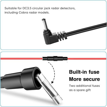 Radar Detector Rearview Mirror Rod Mounting Bracket and Radar Direct Power Cord Hardwired Kit and Fuse Tap(for Cobra Radar Models)