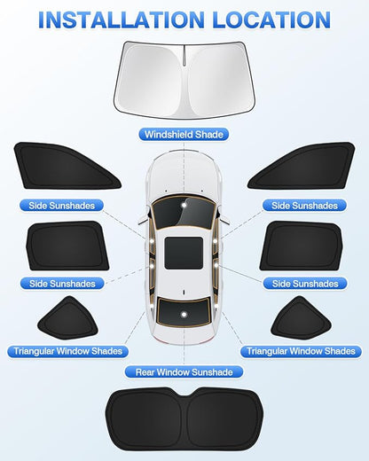 Sunshades for 2025 2026 Subaru Forester Accessories Windshield Sun Shade Side Rear Window Shade Cover Sun Visor Shield Privacy Protection Keep Vehicle Cool Black 8PCS