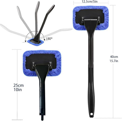 Windshield Cleaning Tool Windshield Cleaning Wand Auto Window Cleaner,5 Pieces Reusable Cloth Pads for Car Interior, Dirty Car Washing Brushes (Blue)