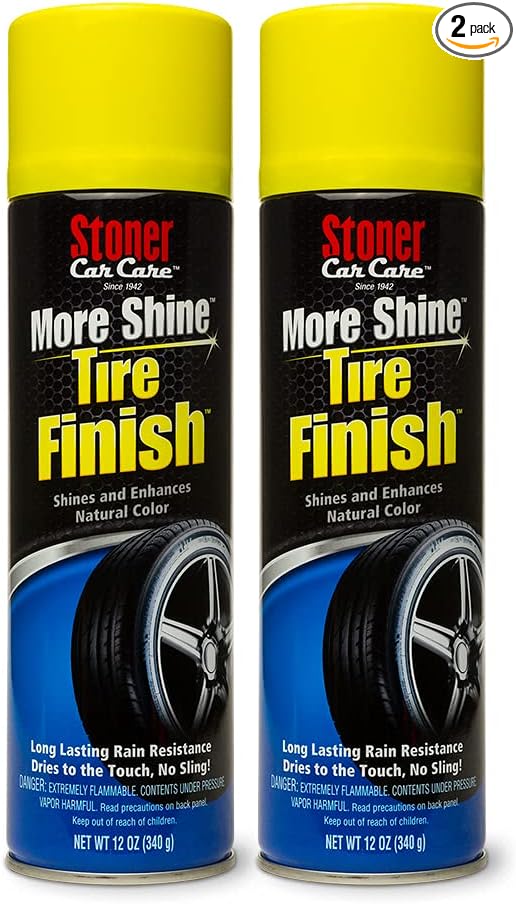 Stoner Car Care 91094-2PK More Shine Tire Finish for Tire and Wheel Care Creates a Long-Lasting, Rain-Resistant Tire Shine, Makes Faded Tires Look New, Non-Greasy Formula, 12 Oz, Pack of 2