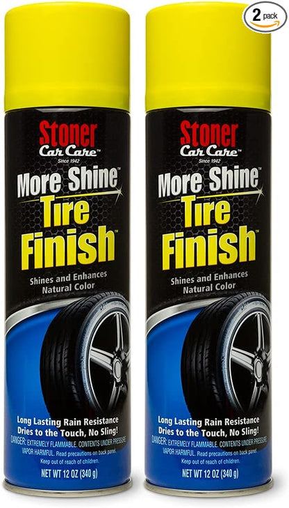 Stoner Car Care 91094-2PK More Shine Tire Finish for Tire and Wheel Care Creates a Long-Lasting, Rain-Resistant Tire Shine, Makes Faded Tires Look New, Non-Greasy Formula, 12 Oz, Pack of 2