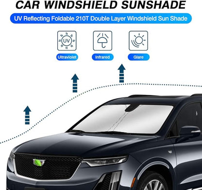 KUST Windshield Sun Shade for 2020-2024 2025 Cadillac XT6 Accessories Custom Fit Sunshade Window Sun Visor Protector Foldable Blocks UV Rays Keep Your Car Cooler