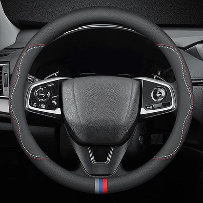 New Nappa Leather car Steering Wheel Cover, Universal 15 inch Black