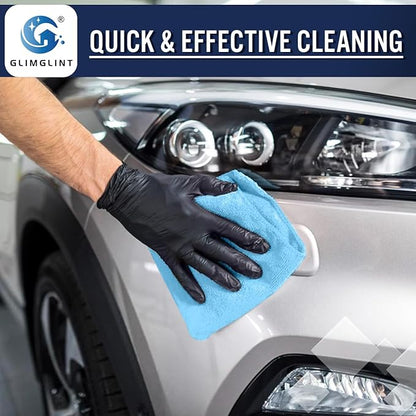 GLIMGLINT Blue Microfiber Cleaning Cloth, 12 Pack Cleaning Towels for Kitchen, Lint Free, Scratch-Free, Highly Absorbent, and Reusable Cleaning Rags for House, Window and Glass, Cars, 14"X12"