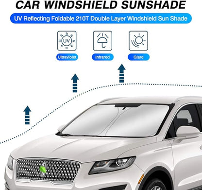 KUST 링컨 MKC SUV 2015 2016 2017 2018 2019용 윈드실드 햇빛 가리개 햇빛 가리개 창문 선바이저 프로텍터 접이식 블록 UV 광선으로 차량을 시원하게 유지